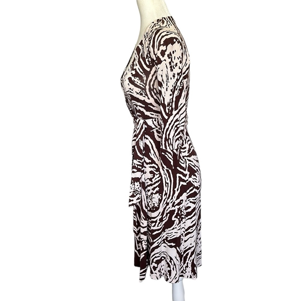 Diane Von Furstenberg vintage DVF brown & cream silk wraparound dress size 2 - Picture 5 of 6